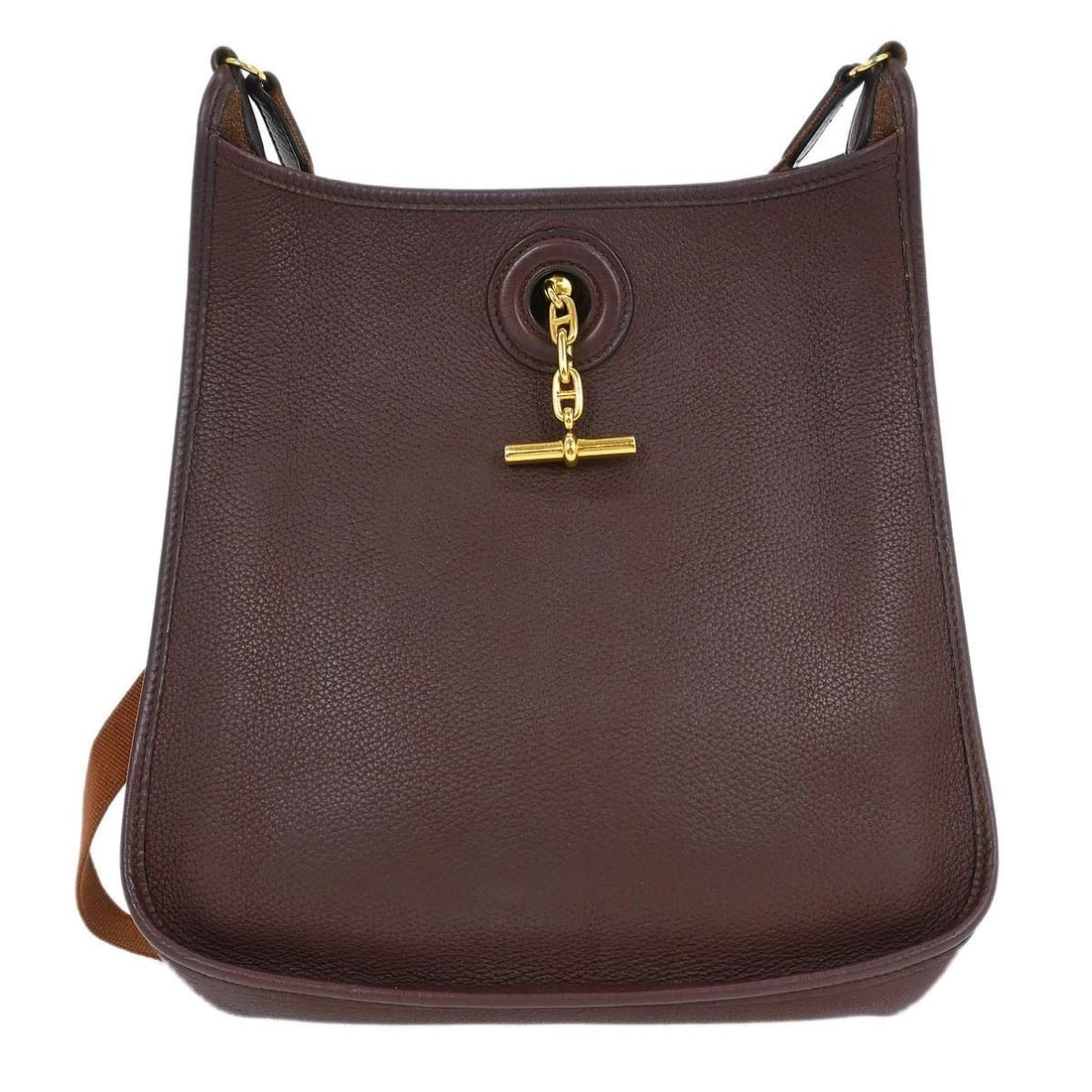 HERMES CHOCOLAT TAURILLON CLEMENCE VESPA PM SHOULDER BAG: HERMES CHOCOLAT TAURILLON CLEMENCE VESPA PM SHOULDER BAG Hermes Vespa PM Shoulder Bag Description OUTSIDE : A+: VERY GOOD CONDITION!! INSIDE : A: GOOD CONDITION!! Scuffs. Stains. S : New or new withou