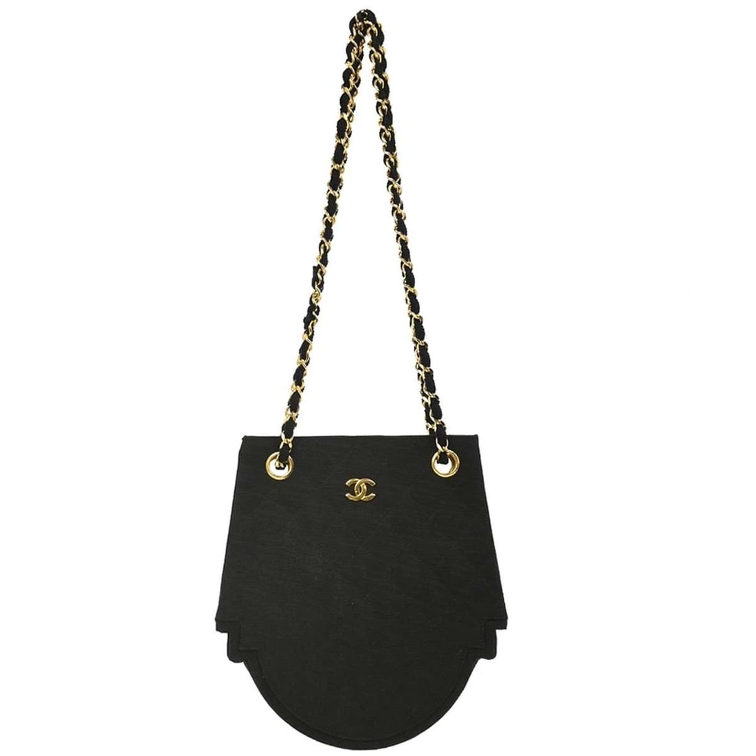 CHANEL BLACK CANVAS SHOULDER BAG (1 of 2)