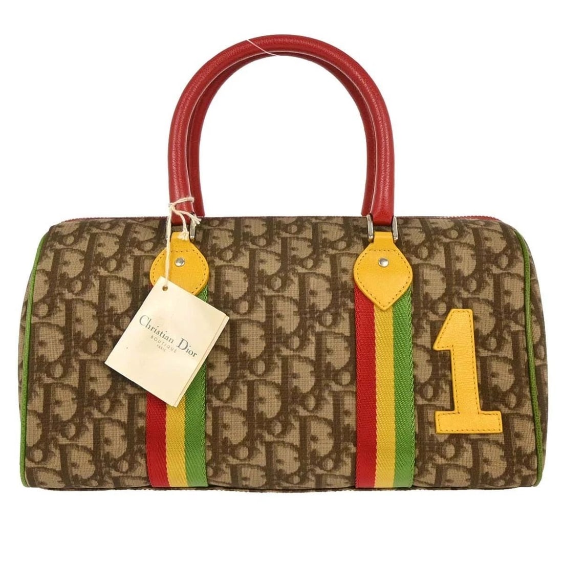 CHRISTIAN DIOR BROWN RASTA-COLOR TROTTER HANDBAG: CHRISTIAN DIOR BROWN RASTA-COLOR TROTTER HANDBAG Christian Dior Trotter Handbag Description OUTSIDE: A+: VERY GOOD CONDITION!! INSIDE: A+: VERY GOOD CONDITION!! S : New or new without a tag. SA : Exce