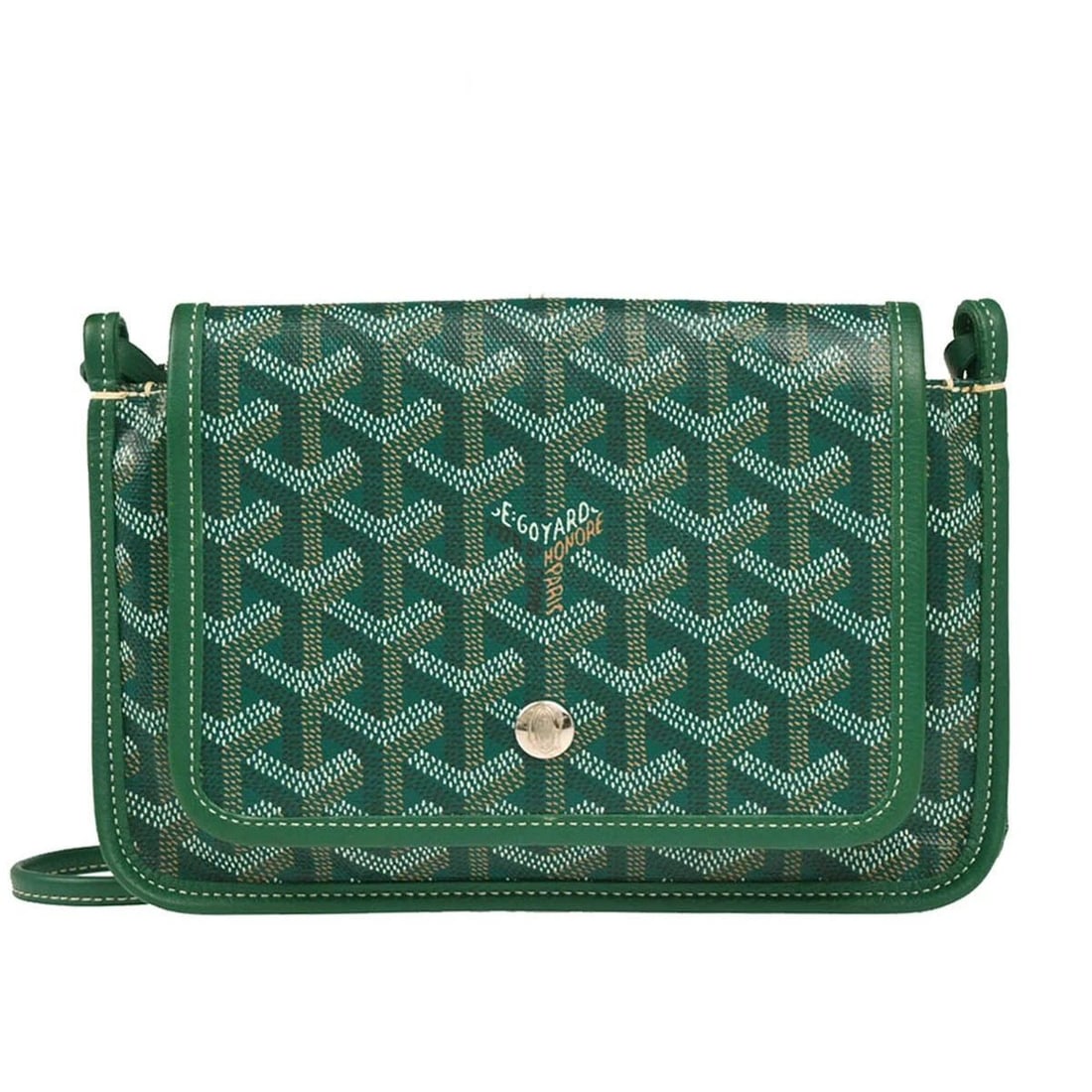 GOYARD GREEN PLUMET SHOULDER BAG: GOYARD GREEN PLUMET SHOULDER BAG Goyard Plumet Shoulder Bag Pochette Wallet Description OUTSIDE : A+: VERY GOOD CONDITION!! Minor scuffs on the leather parts. INSIDE : A+: VERY GOOD CONDITION!! Minor