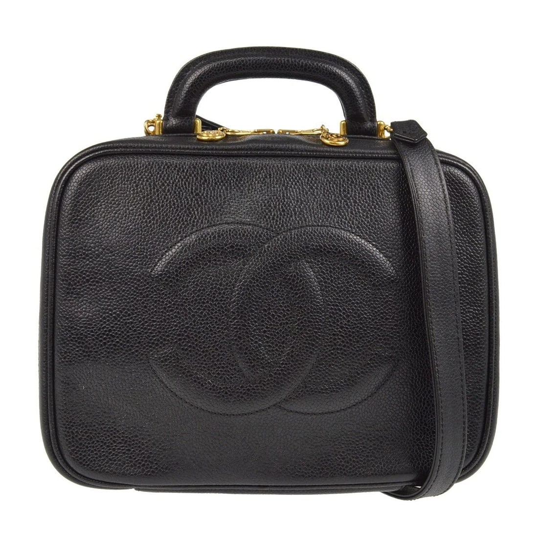 CHANEL BLACK CALFSKIN TIMELESS LUNCH BOX VANITY 24 2WAY HANDBAG: CHANEL BLACK CALFSKIN TIMELESS LUNCH BOX VANITY 24 2WAY HANDBAG Chanel 2way Vanity Handbag Description OUTSIDE: A: GOOD CONDITION!! Scuffs. INSIDE: A: GOOD CONDITION!! Scuffs. S : New / new without a