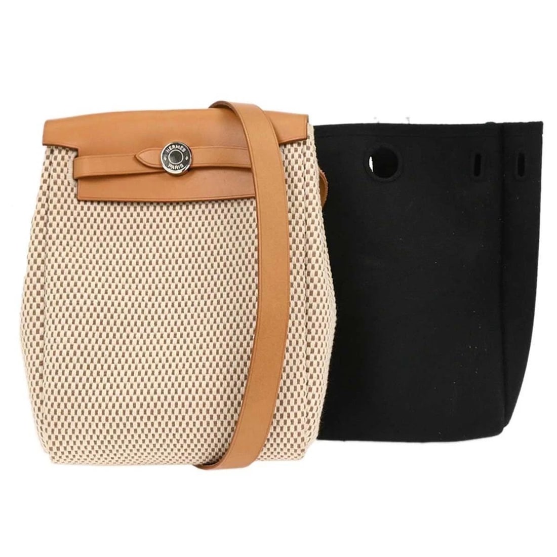 HERMES BEIGE BLACK TOILE GM OFFICIER HERBAG (1 of 2)