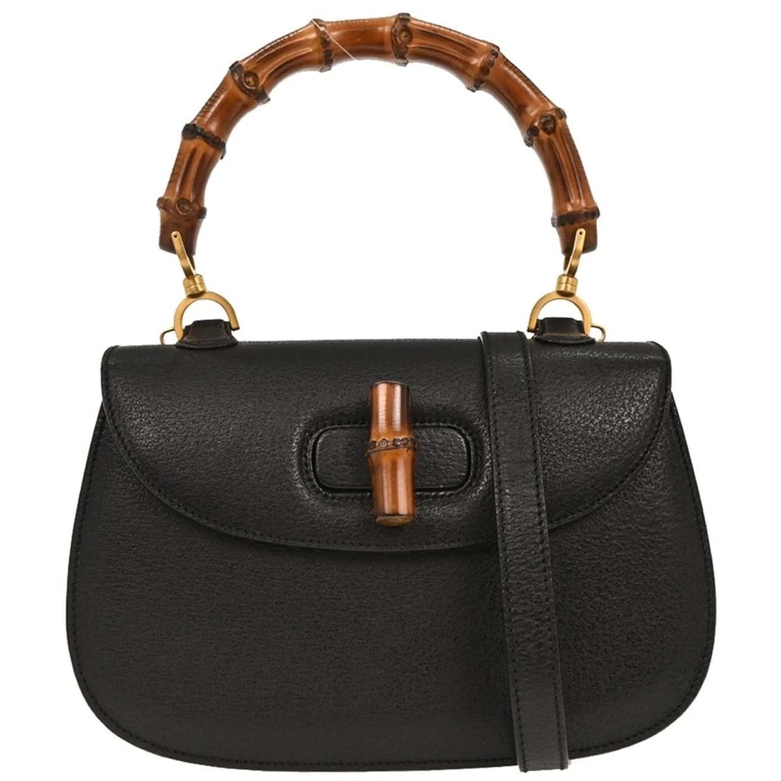 GUCCI BLACK PIGSKIN BAMBOO 2WAY HANDBAG (1 of 2)