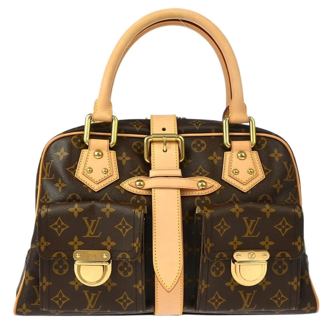 LOUIS VUITTON MONOGRAM MANHATTAN GM HANDBAG: LOUIS VUITTON MONOGRAM MANHATTAN GM HANDBAG Louis Vuitton Monogram Manhattan GM Handbag M40025 Description OUTSIDE : A: GOOD CONDITION!! Scuffs, stains and dirt on the leather parts. INSIDE : A+: VERY
