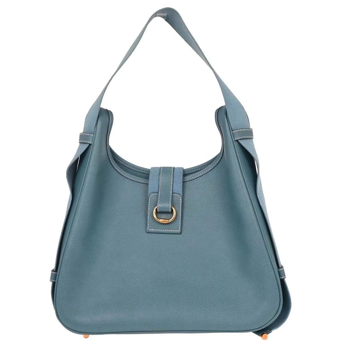 HERMES BLUE JEAN EPSOM TSAKO SHOULDER BAG: HERMES BLUE JEAN EPSOM TSAKO SHOULDER BAG Hermes Tsako Shoulder Bag Description OUTSIDE : A: GOOD CONDITION!! Shoulder Strap has stains. INSIDE : AB: FAIR CONDITION!! Stains. S : New or new without a