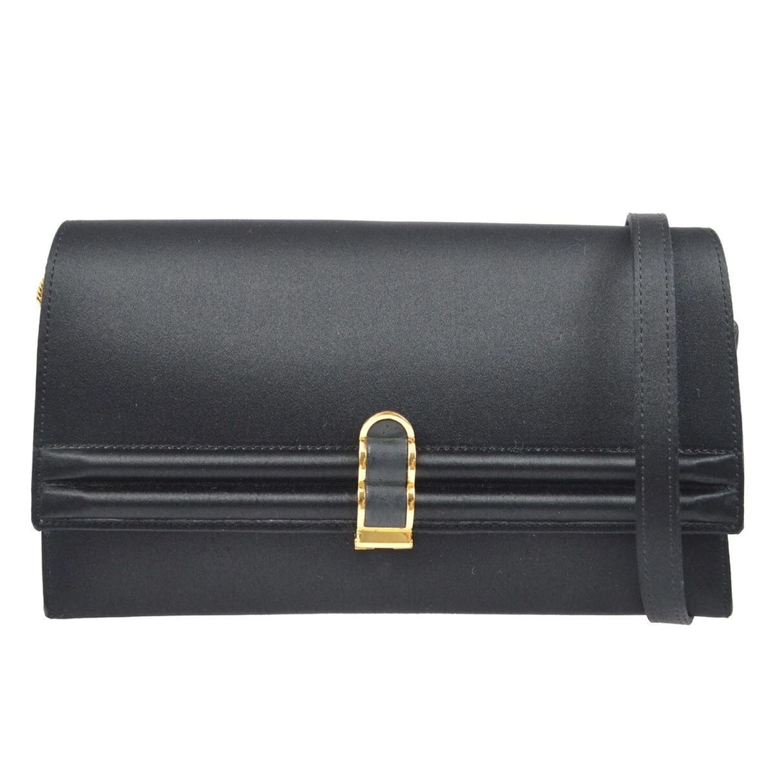 HERMES BLACK SATIN 2WAY CLUTCH SHOULDER BAG (1 of 2)