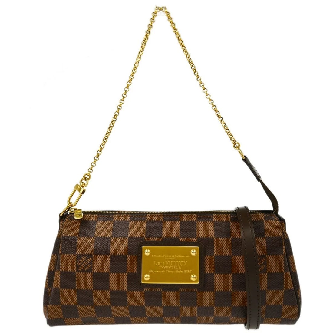 LOUIS VUITTON DAMIER EVA 2WAY CHAIN HANDBAG: LOUIS VUITTON DAMIER EVA 2WAY CHAIN HANDBAG Louis Vuitton Damier Eva 2way Chain Handbag N55213 Description OUTSIDE : A+: VERY GOOD CONDITION!! INSIDE : A+: VERY GOOD CONDITION!! S : New or new without