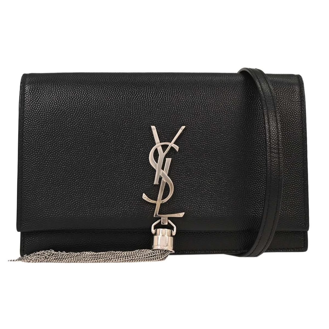 SAINT LAURENT BLACK KATE WOC WALLET ON CHAIN SHOULDER BAG: SAINT LAURENT BLACK KATE WOC WALLET ON CHAIN SHOULDER BAG Saint Laurent WOC Wallet on Chain Description OUTSIDE: SA: GREAT CONDITION!! INSIDE: A+: VERY GOOD CONDITION!! Edge has scuffs. S : New or new