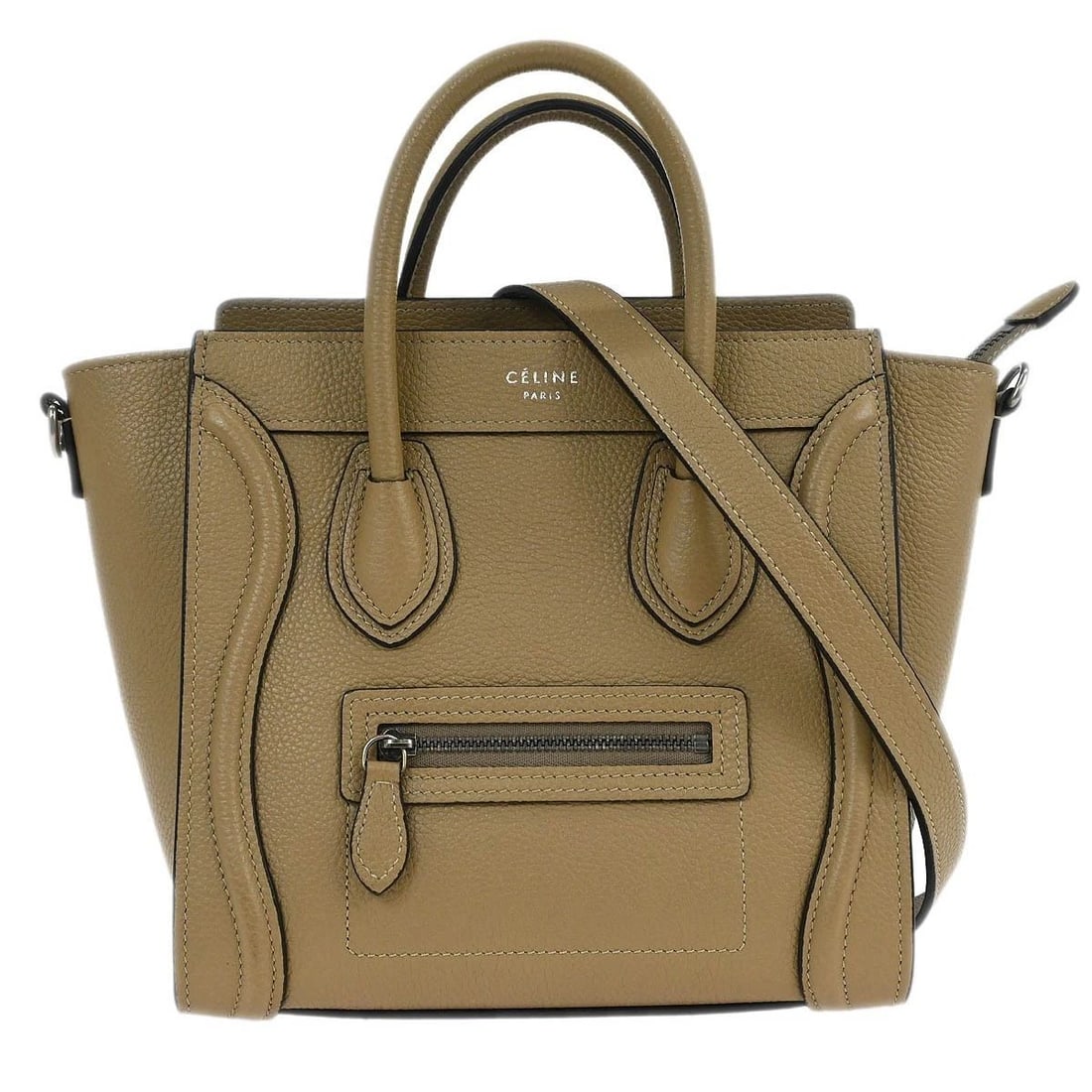 CELINE BROWN LEATHER NANO LUGGAGE TOTE BAG (1 of 2)