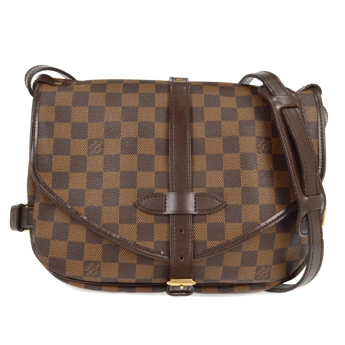 LOUIS VUITTON DAMIER SAUMUR 30 MESSENGER SHOULDER BAG: LOUIS VUITTON DAMIER SAUMUR 30 MESSENGER SHOULDER BAG Louis Vuitton Damier Saumur 30 Messenger Shoulder Bag N48081 Description OUTSIDE: A+: VERY GOOD CONDITION!! INSIDE: A: GOOD CONDITION!! Some stain