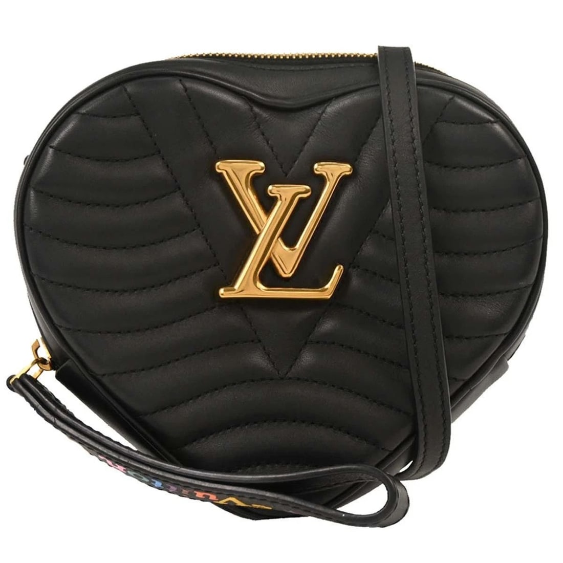 LOUIS VUITTON BLACK WAVE HEART CLUTCH SHOULDER BAG (1 of 2)