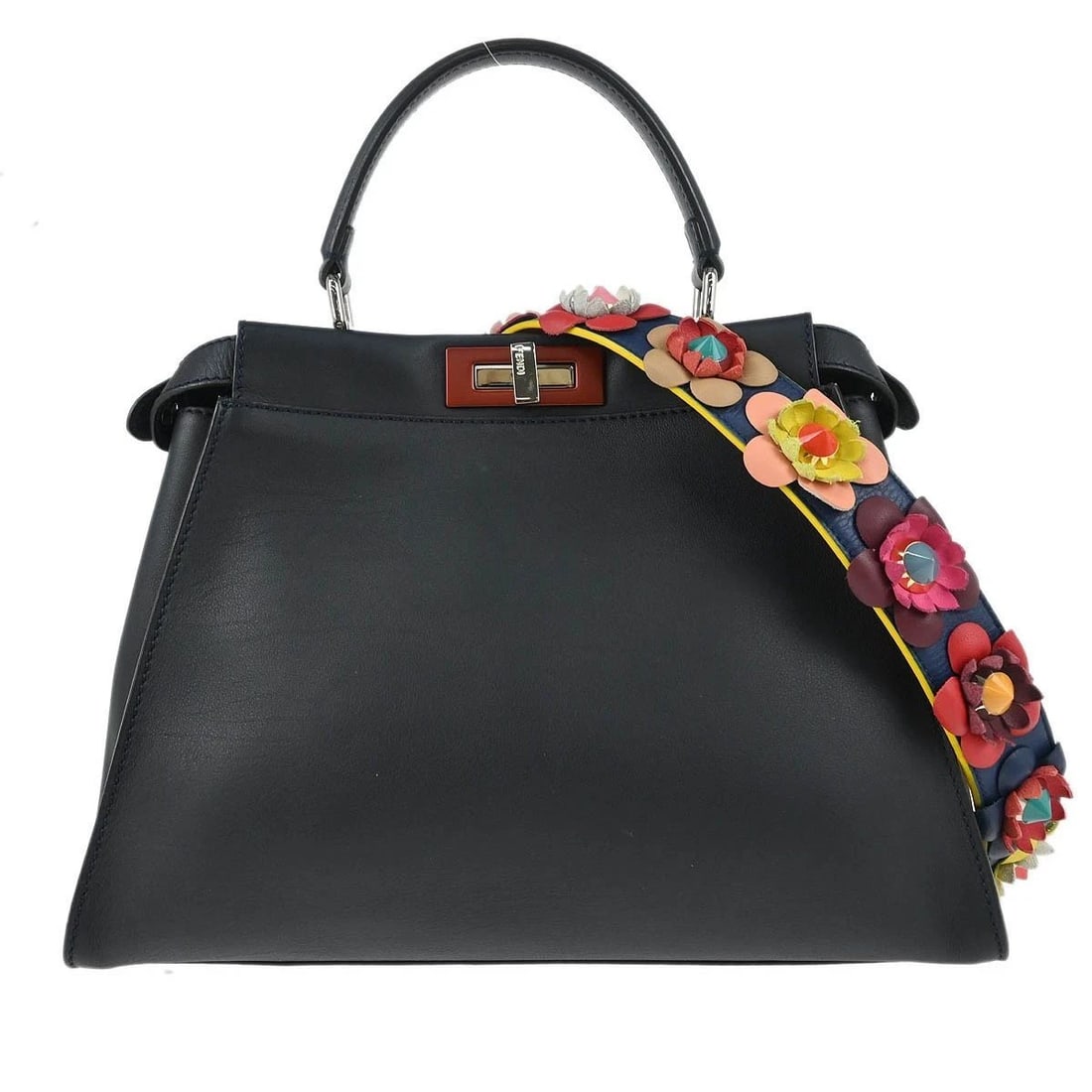 FENDI BLACK LEATHER PEEKABOO 2WAY HANDBAG (1 of 2)