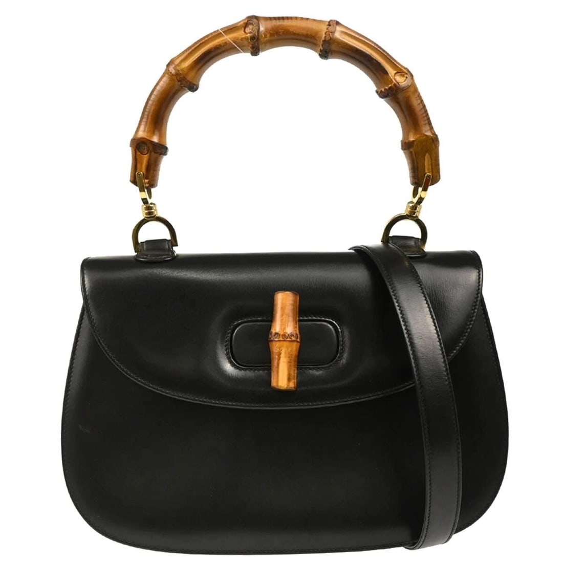 GUCCI BLACK BAMBOO 2WAY HANDBAG (1 of 2)