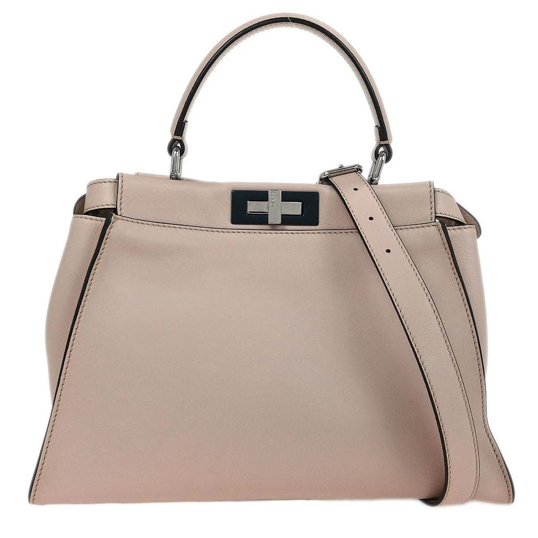FENDI LIGHT PINK LEATHER PEEKABOO 2WAY HANDBAG (1 of 2)