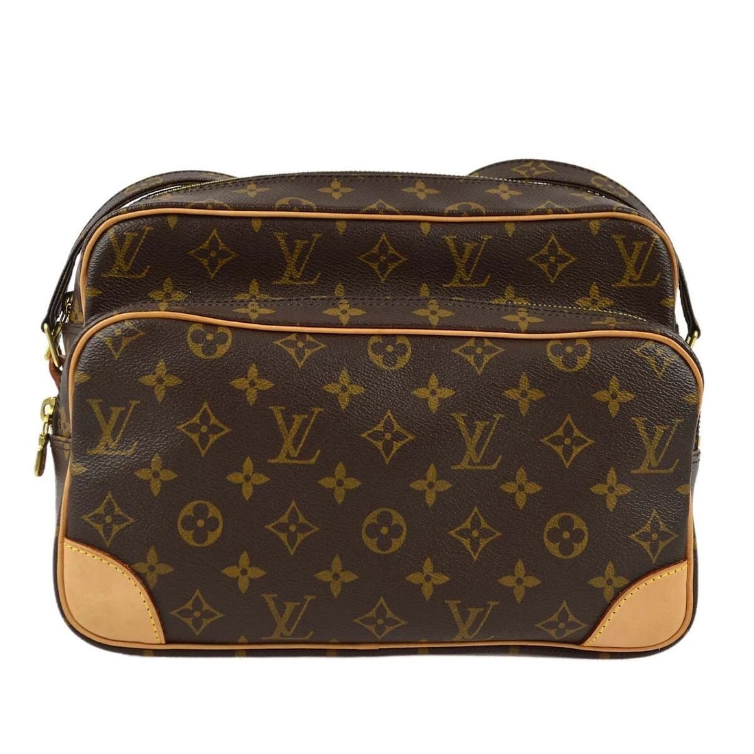 LOUIS VUITTON MONOGRAM NILE MESSENGER SHOULDER BAG: LOUIS VUITTON MONOGRAM NILE MESSENGER SHOULDER BAG Louis Vuitton Nile Crossbody Shoulder Bag Monogram M45244 Description OUTSIDE : A+: VERY GOOD CONDITION!! Suntan and minor stain on the leather parts
