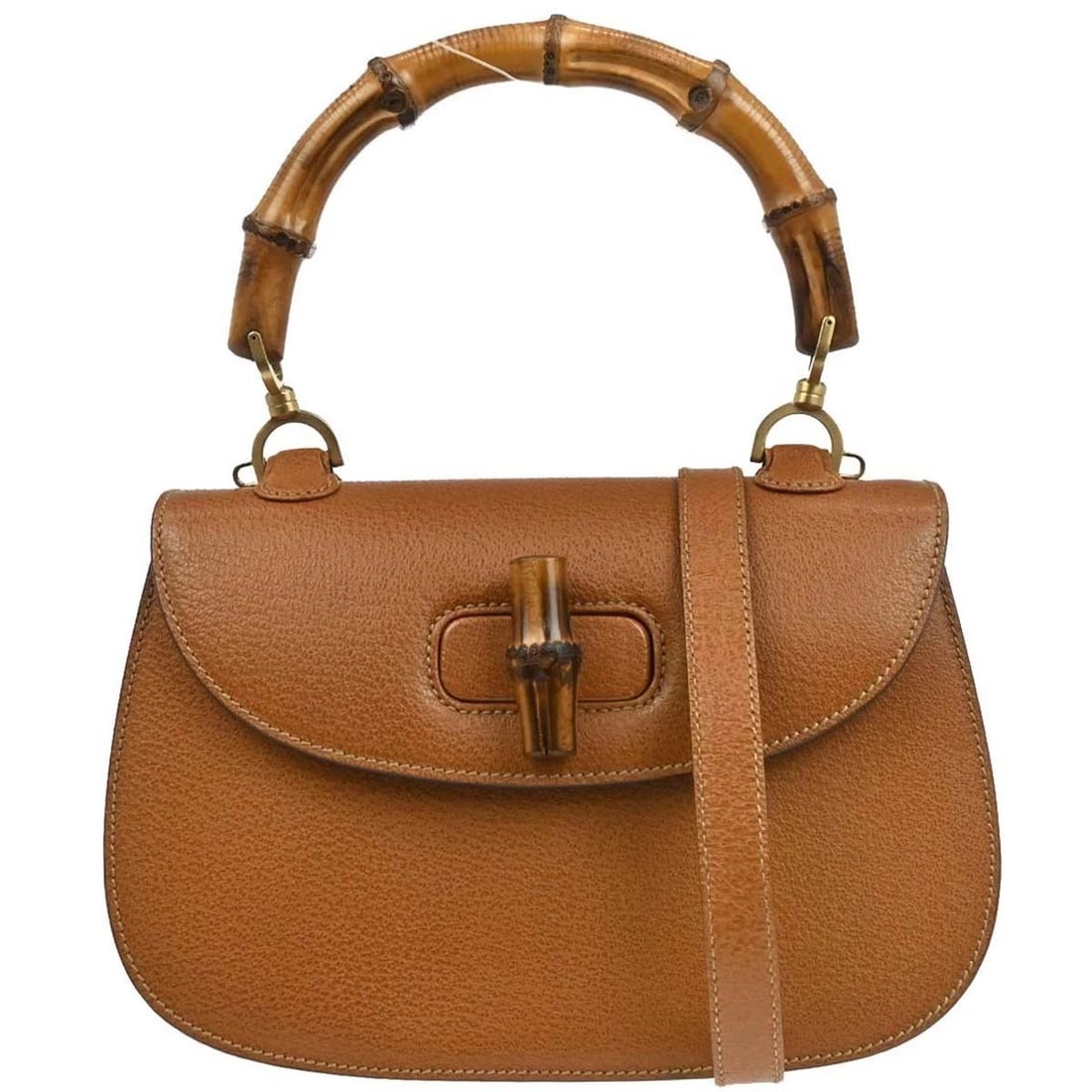 GUCCI BROWN PIGSKIN BAMBOO HANDBAG (1 of 2)