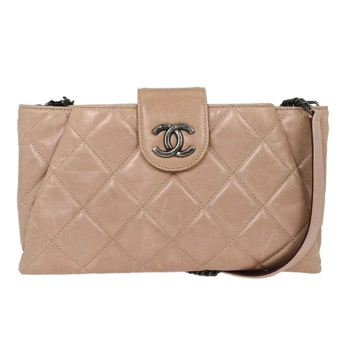 CHANEL BEIGE CALFSKIN SHOULDER BAG (1 of 2)