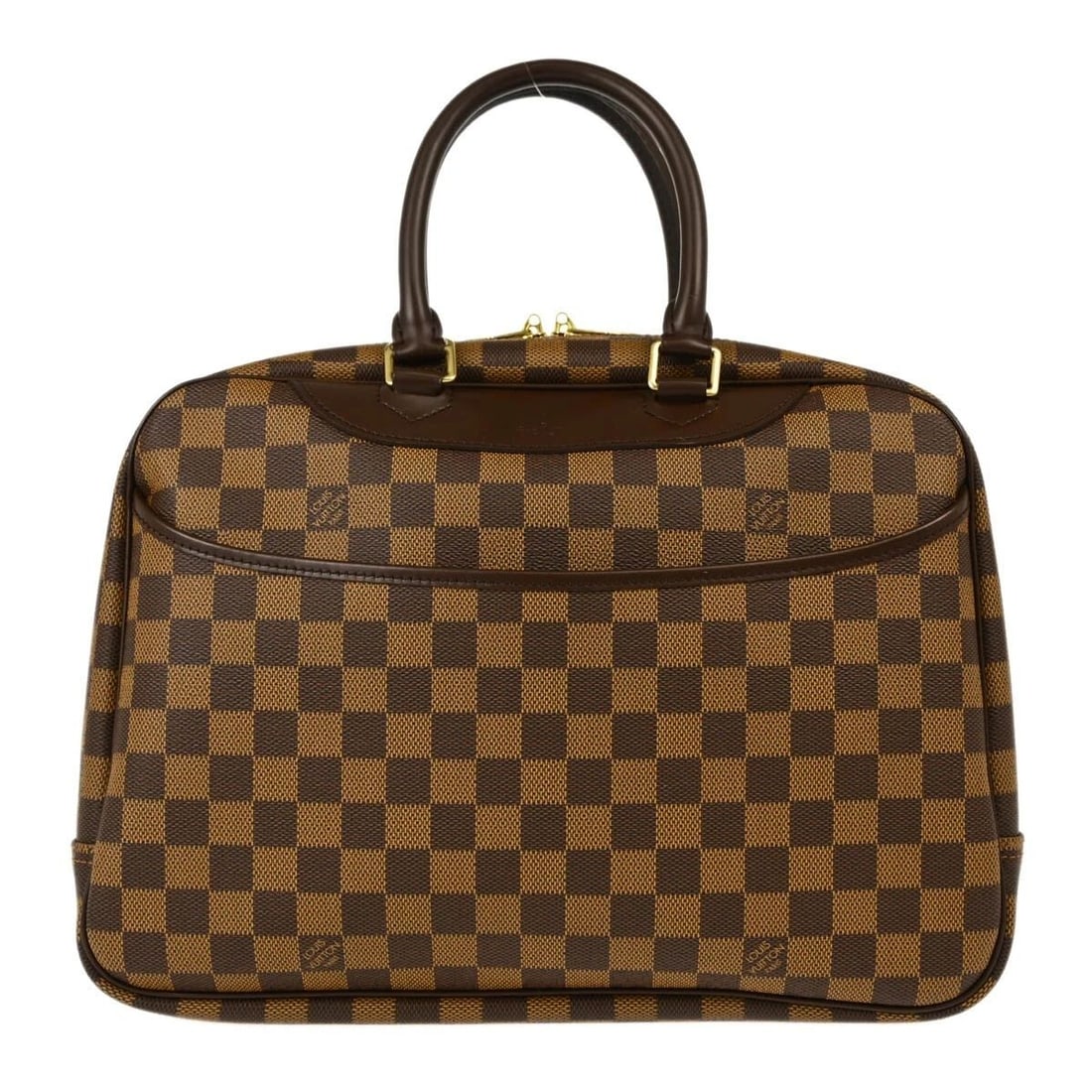 LOUIS VUITTON DAMIER DEAUVILLE BOWLING VANITY HANDBAG: LOUIS VUITTON DAMIER DEAUVILLE BOWLING VANITY HANDBAG Louis Vuitton Damier Deauville Bowling Vanity Handbag N47272 Description OUTSIDE : A+: VERY GOOD CONDITION!! Scuffs on the leather parts. INSIDE :