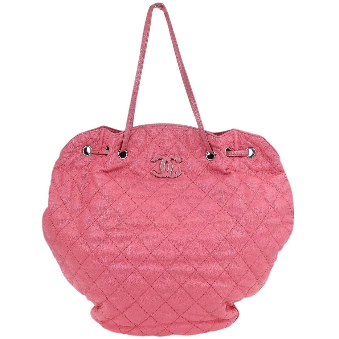 CHANEL PINK CALFSKIN TOTE DRAWSTRING HANDBAG (1 of 2)