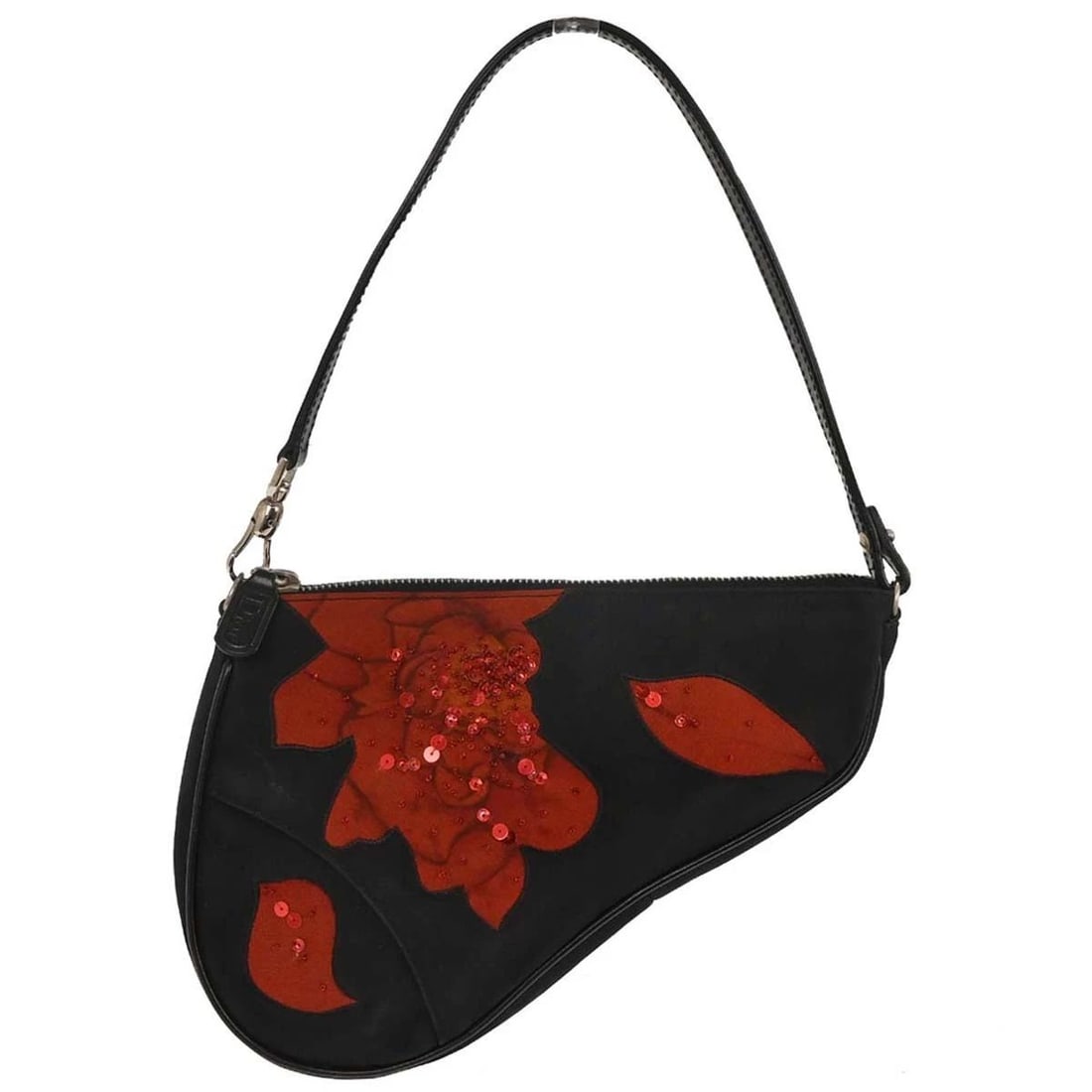 CHRISTIAN DIOR BLACK SADDLE HANDBAG (1 of 2)