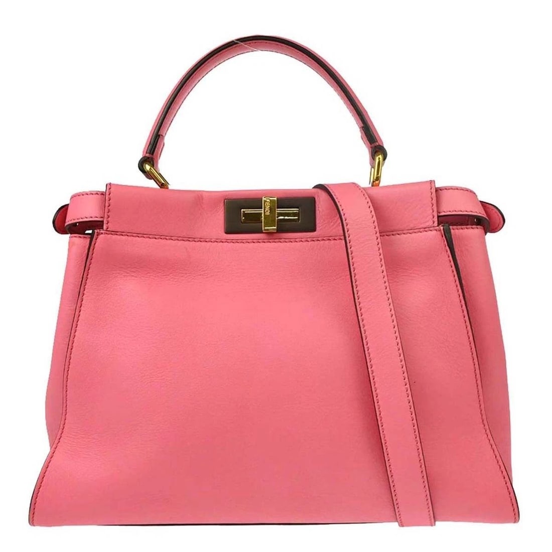 FENDI PINK LEATHER PEEKABOO 2WAY HANDBAG (1 of 2)