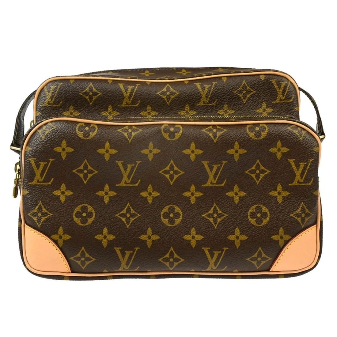 LOUIS VUITTON MONOGRAM NILE SHOULDER BAG: LOUIS VUITTON MONOGRAM NILE SHOULDER BAG Louis Vuitton Monogram Nile Shoulder Bag M45244 Description OUTSIDE : A+: VERY GOOD CONDITION!! Edge has minor scuffs. INSIDE : A+: VERY GOOD CONDITION!! Pocke