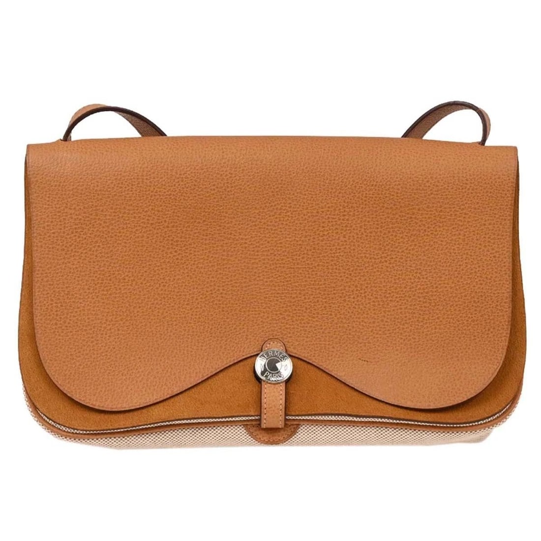 HERMES NATURAL TOILE H VACHE LIEGEE SAC COLORADO MM HANDBAG (1 of 2)