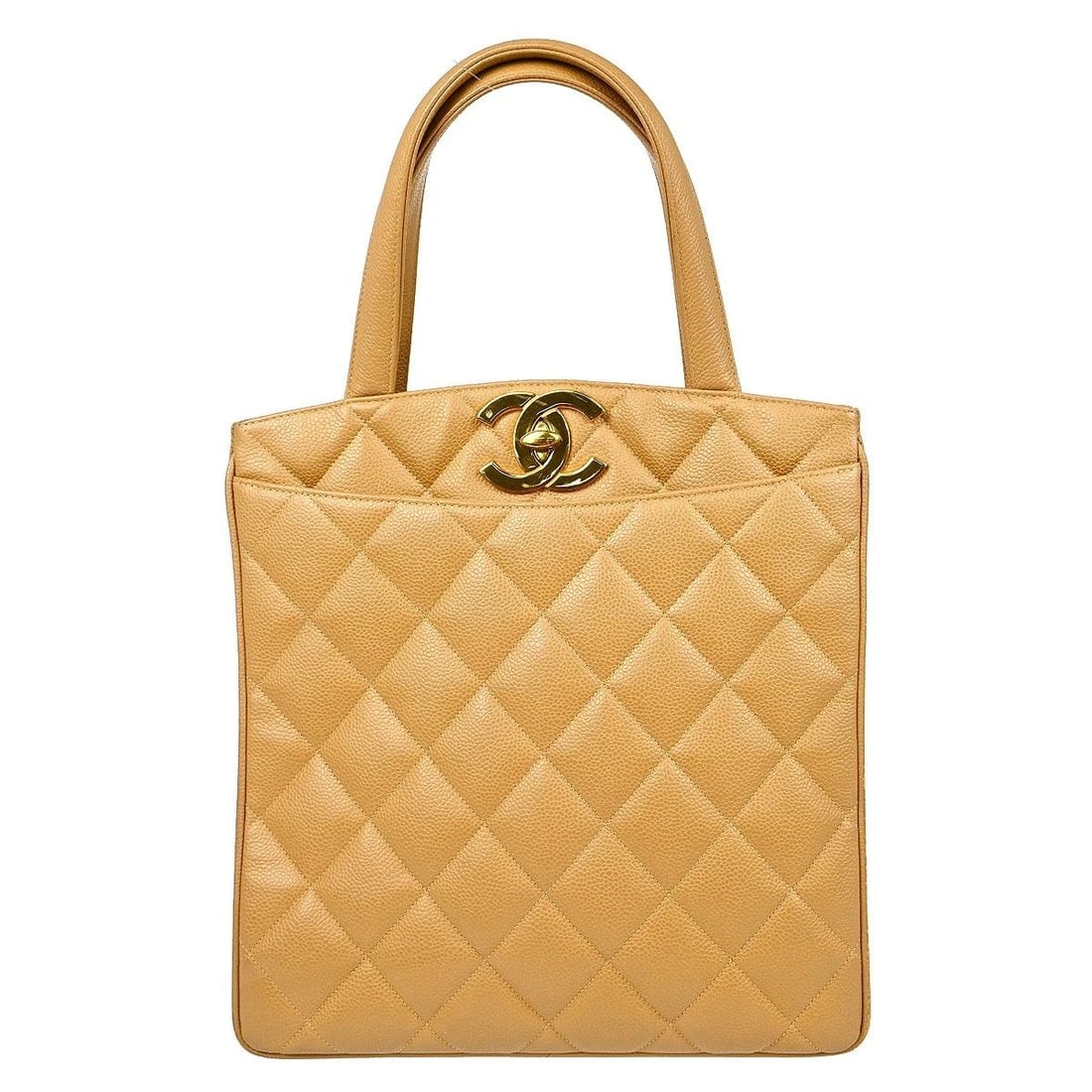 CHANEL BEIGE CALFSKIN HANDBAG (1 of 2)