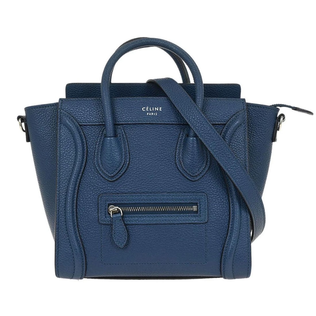 CELINE BLUE LEATHER NANO LUGGAGE TOTE BAG (1 of 2)