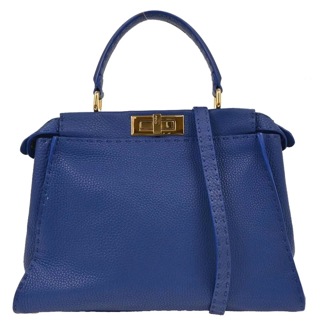 FENDI BLUE LEATHER PEEKABOO 2WAY HANDBAG (1 of 2)
