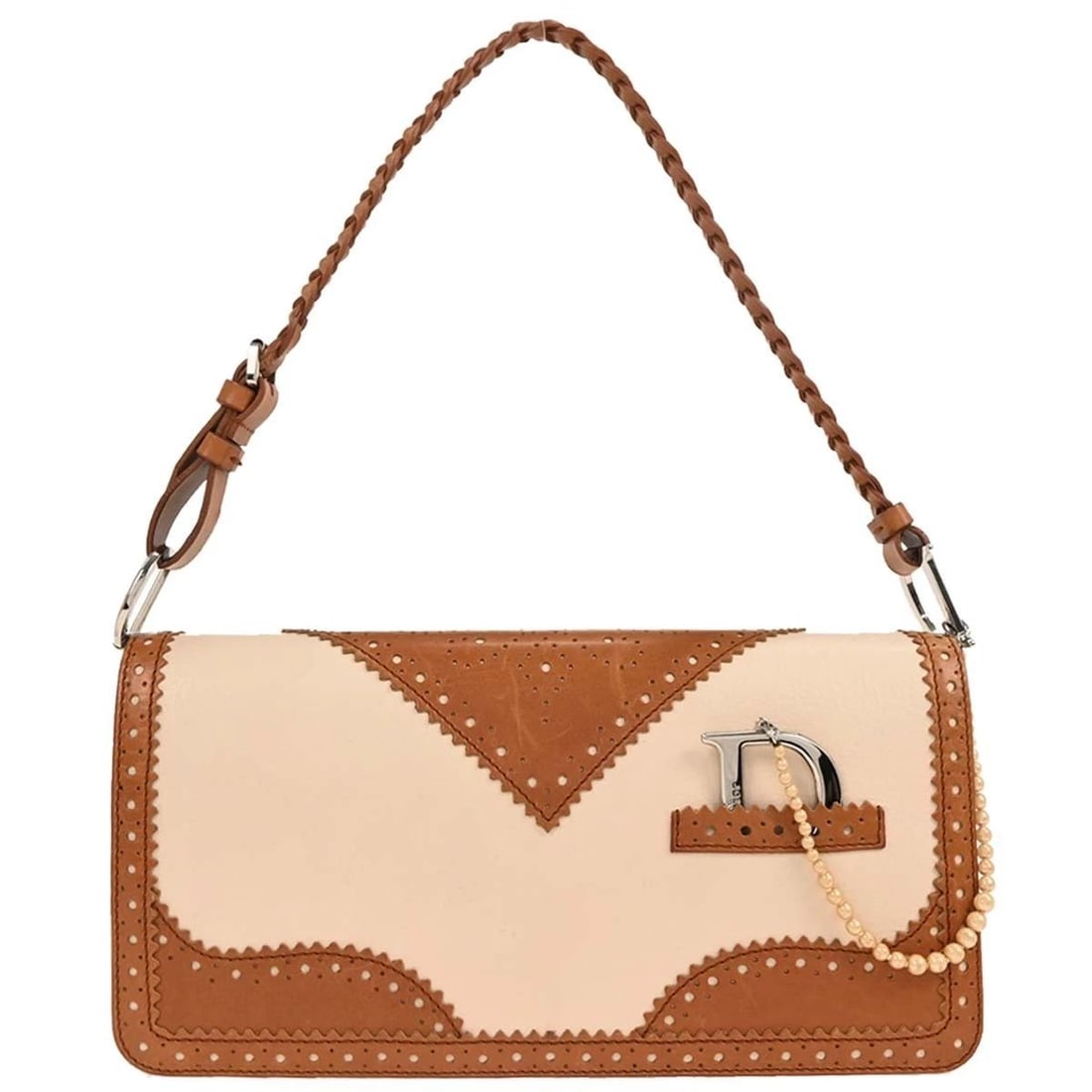 CHRISTIAN DIOR BROWN BEIGE D TRICK SHOULDER BAG (1 of 2)