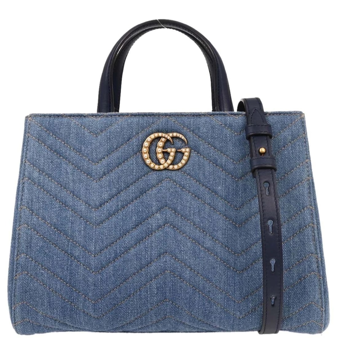 GUCCI BLUE DENIM MARMONT 2WAY HANDBAG (1 of 2)