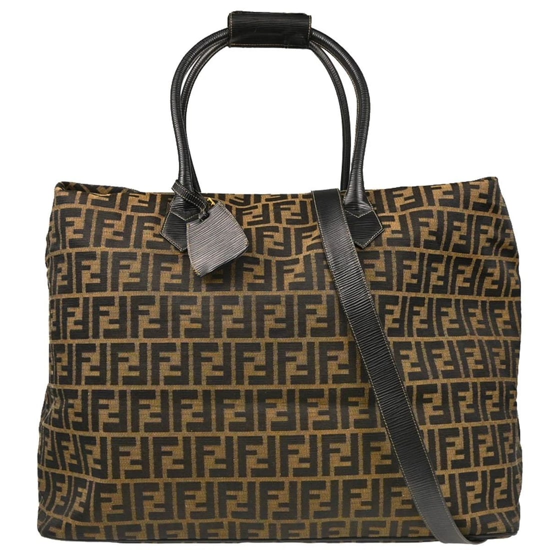 FENDI BROWN ZUCCA 2WAY TOTE HANDBAG (1 of 2)