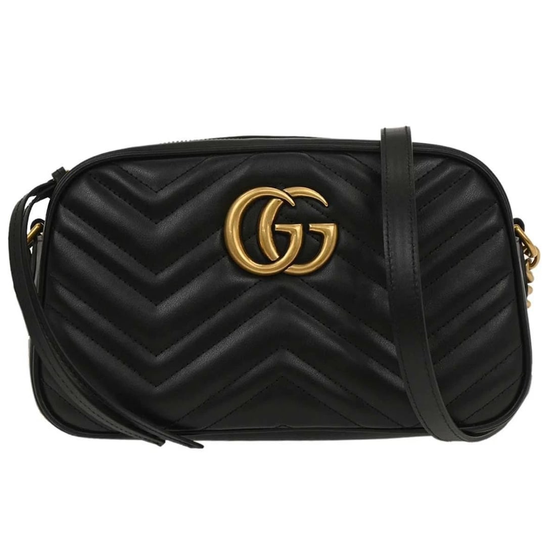 GUCCI BLACK GG MARMONT SMALL CAMERA BAG: GUCCI BLACK GG MARMONT SMALL CAMERA BAG Gucci GG Marmont Small Camera Bag Description OUTSIDE: A+: VERY GOOD CONDITION!! INSIDE: A+: VERY GOOD CONDITION!! S : New / new without a tag. SA : Excellent c