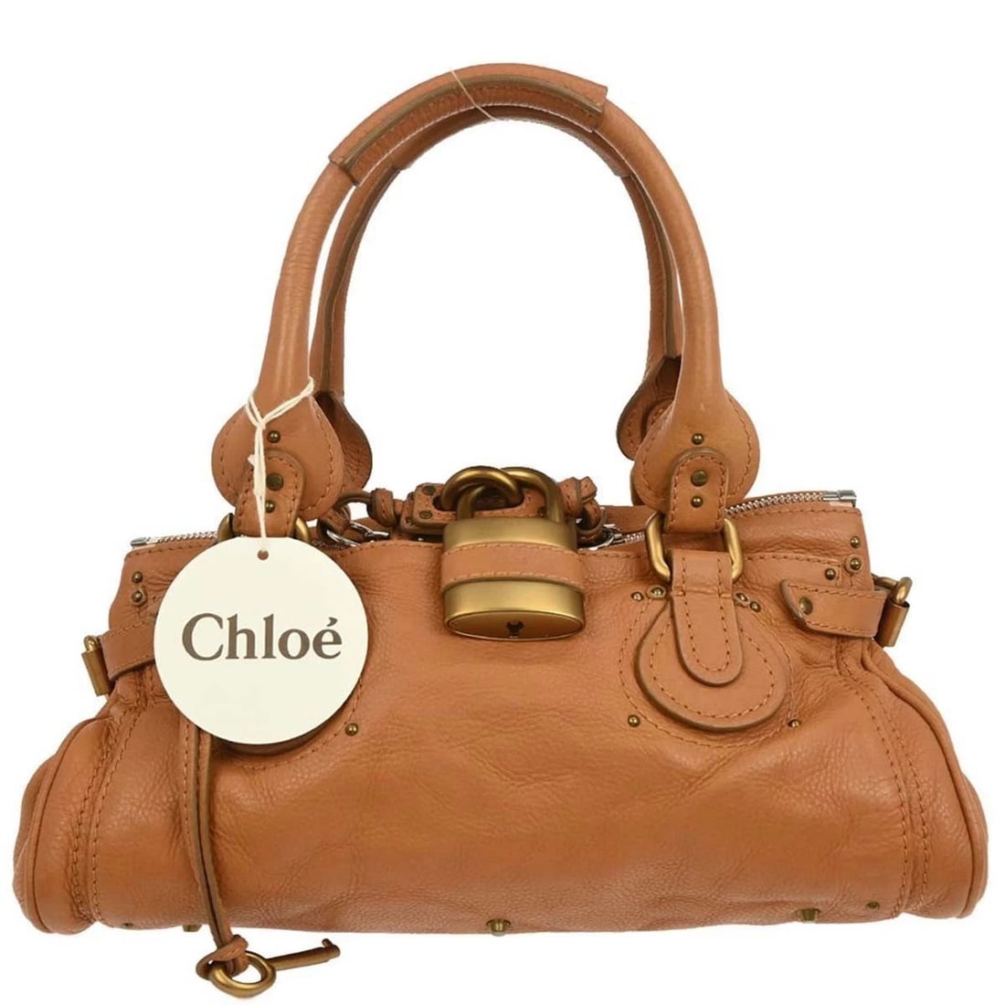 CHLOE BROWN PADDINGTON HANDBAG: CHLOE BROWN PADDINGTON HANDBAG Chloe Paddington Handbag Description OUTSIDE: A: GOOD CONDITION!! Minor scuffs. Edge has scuffs. INSIDE: A: GOOD CONDITION!! A bit smelly. S : New / new without a tag. S