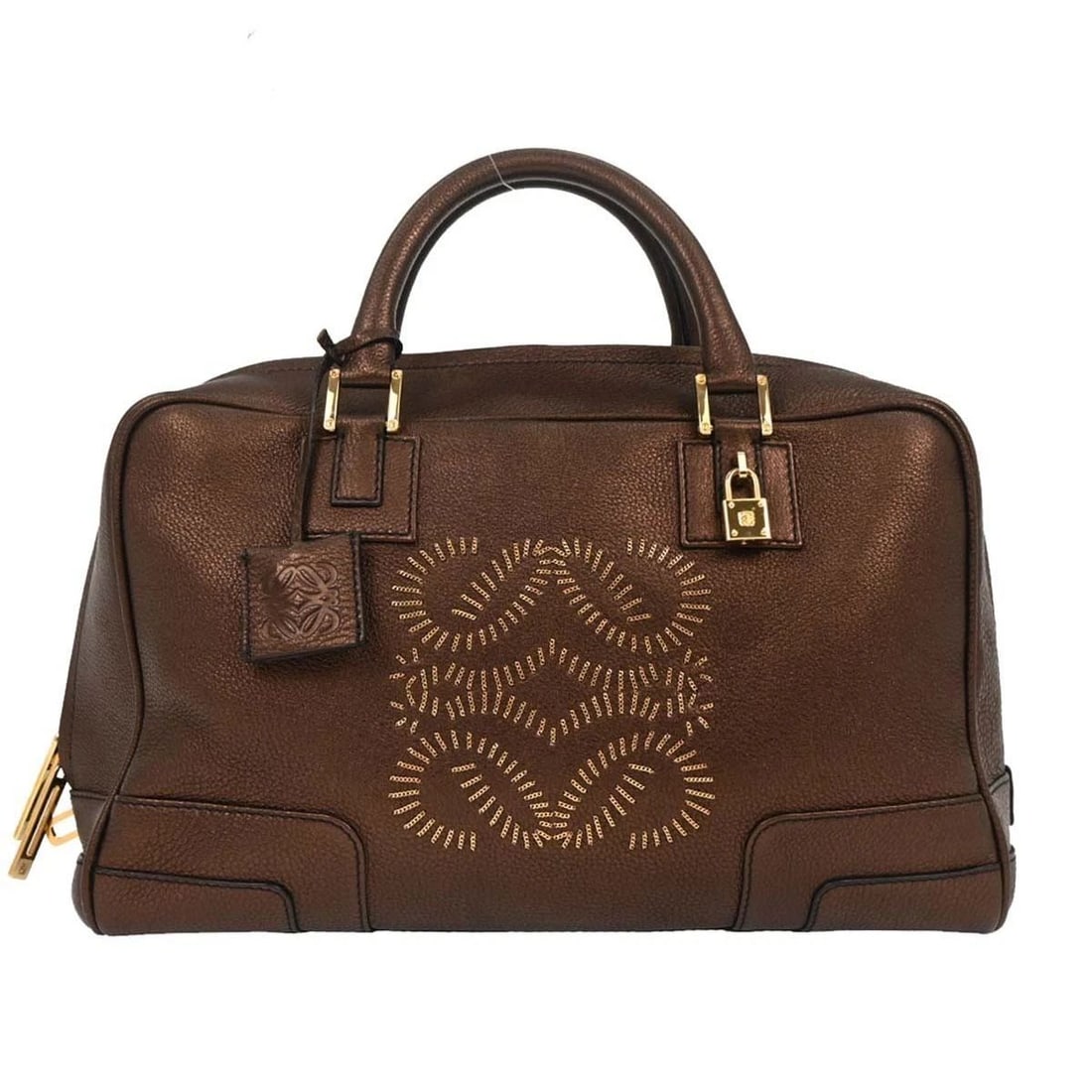 LOEWE BRONZE LEATHER AMAZONA 36 HANDBAG (1 of 2)