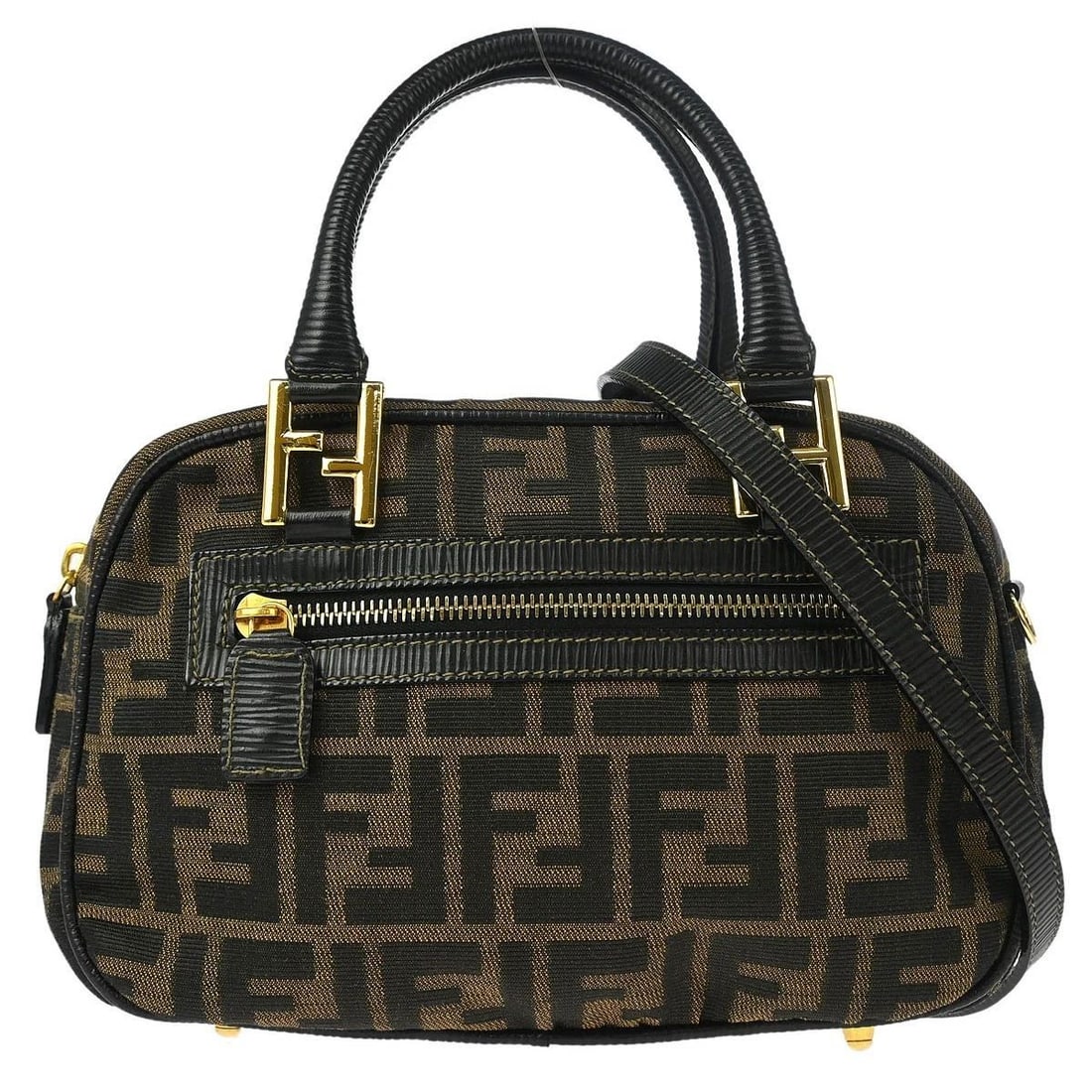 FENDI BROWN BLACK ZUCCA HANDBAG (1 of 2)