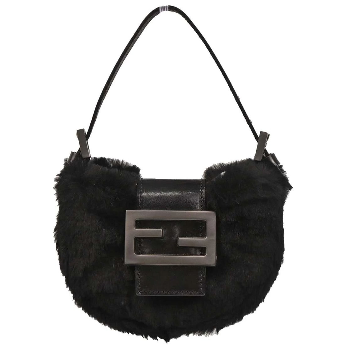 FENDI BLACK FUR MINI HANDBAG (1 of 2)