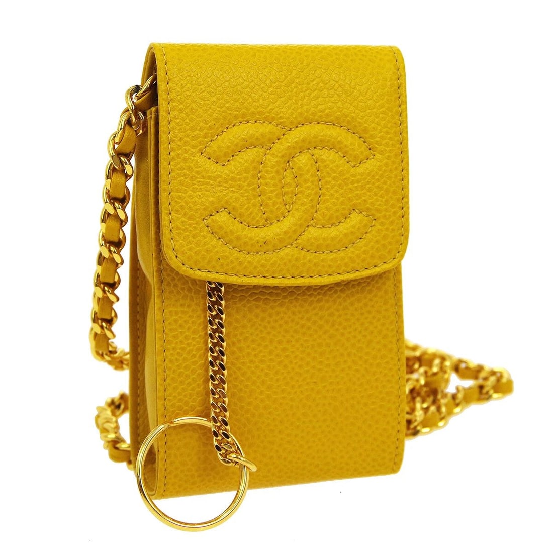 CHANEL YELLOW CALFSKIN TIMELESS SHOULDER BAG: CHANEL YELLOW CALFSKIN TIMELESS SHOULDER BAG CHANEL Chain Shoulder Bag Pochette Case Description OUTSIDE : A stain INSIDE : A stain ODOR : mold S : New or new without a tag. SA : Excellent condition.