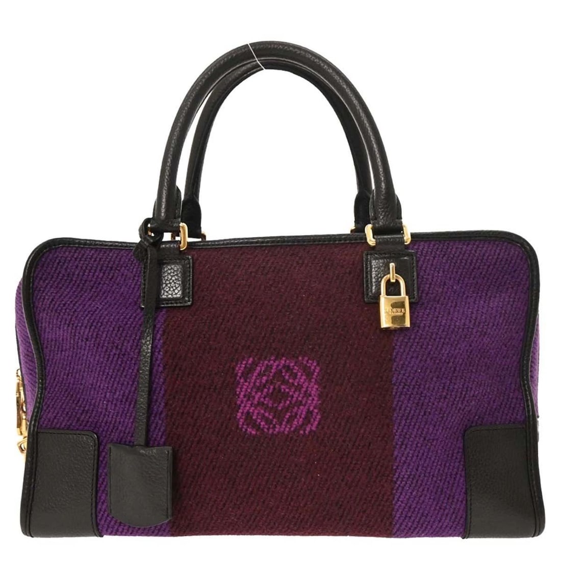 LOEWE PURPLE BLACK WOOL AMAZONA 36 HANDBAG: LOEWE PURPLE BLACK WOOL AMAZONA 36 HANDBAG Loewe Amazona 36 Handbag Description OUTSIDE : A+: VERY GOOD CONDITION!! INSIDE : A+: VERY GOOD CONDITION!! S : New or new without a tag. SA : Excellent cond