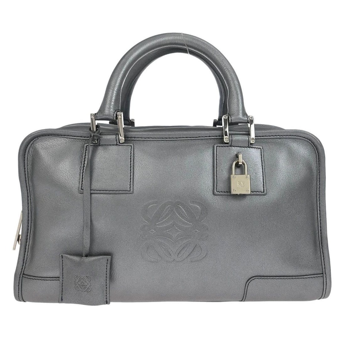 LOEWE SILVER LAMBSKIN AMAZONA 28 HANDBAG: LOEWE SILVER LAMBSKIN AMAZONA 28 HANDBAG Loewe Amazona 28 Handbag Description OUTSIDE : A+: VERY GOOD CONDITION!! INSIDE : A+: VERY GOOD CONDITION!! S : New or new without a tag. SA : Excellent condit