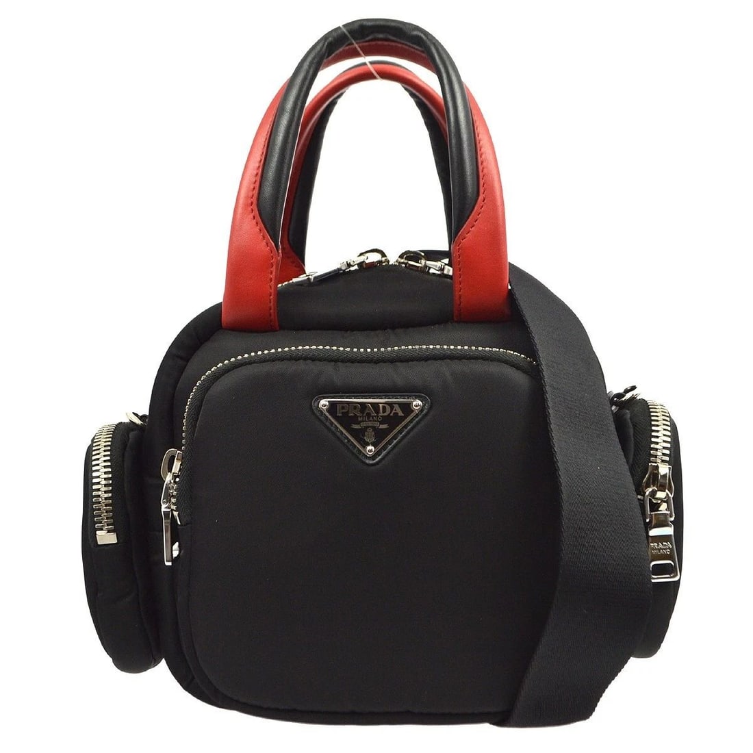PRADA BLACK NYLON 2WAY TOTE HANDBAG: PRADA BLACK NYLON 2WAY TOTE HANDBAG Prada Black Nylon 2way Tote Handbag Description OUTSIDE : SA; GREAT CONDITION!! INSIDE : SA; GREAT CONDITION!! S : New or new without a tag. SA : Excellent conditio