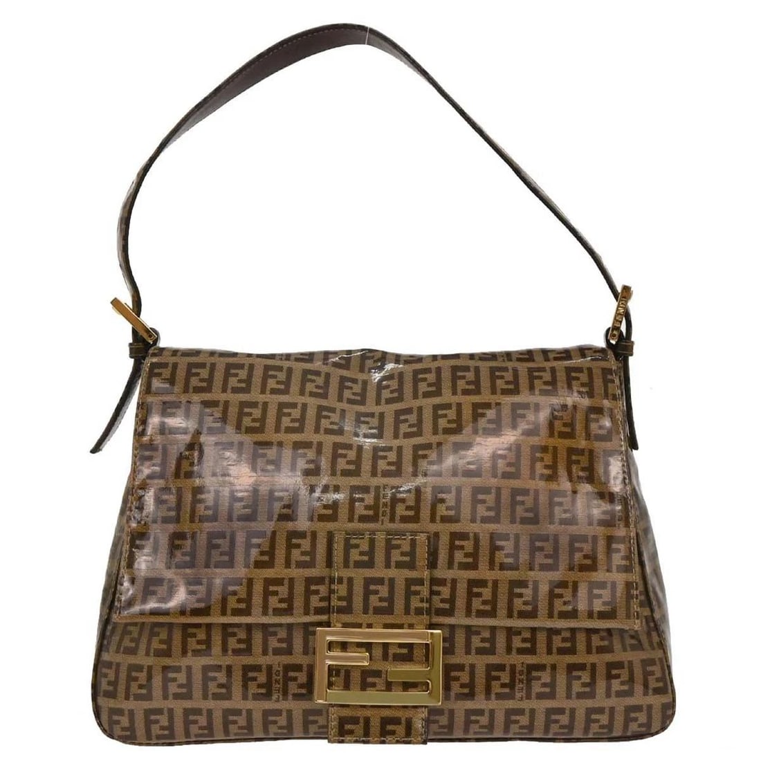 FENDI BROWN PVC ZUCCHINO MAMMA BAG (1 of 2)