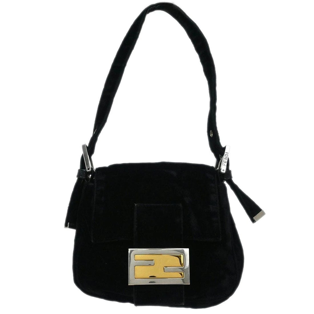FENDI BLACK VELVET HANDBAG (1 of 2)