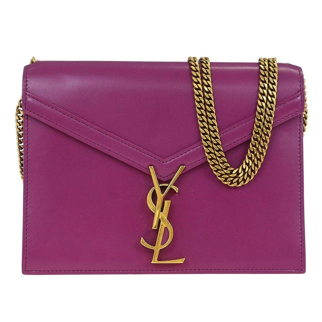 SAINT LAURENT PURPLE CASSANDRA SHOULDER BAG: SAINT LAURENT PURPLE CASSANDRA SHOULDER BAG Saint Laurent Cassandra Shoulder Bag Description OUTSIDE: A: GOOD CONDITION!! Some scuffs and dirt. INSIDE: A+: VERY GOOD CONDITION!! S : New or new without