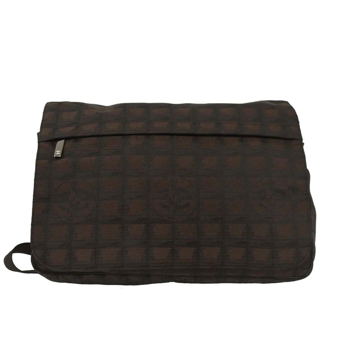 CHANEL BROWN JACQUARD NYLON TRAVEL LINE SHOULDER BAG (1 of 2)