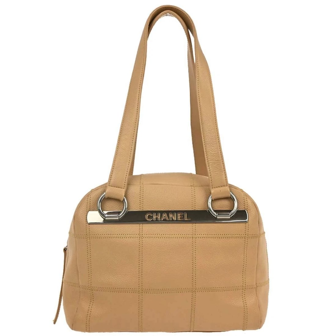 CHANEL BEIGE CALFSKIN WILD STITCH CHOCO BAR TOTE HANDBAG (1 of 2)