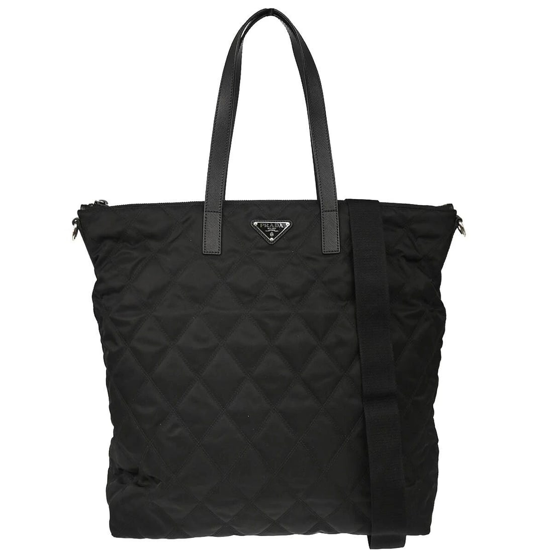 PRADA BLACK NYLON 2WAY TOTE HANDBAG (1 of 2)
