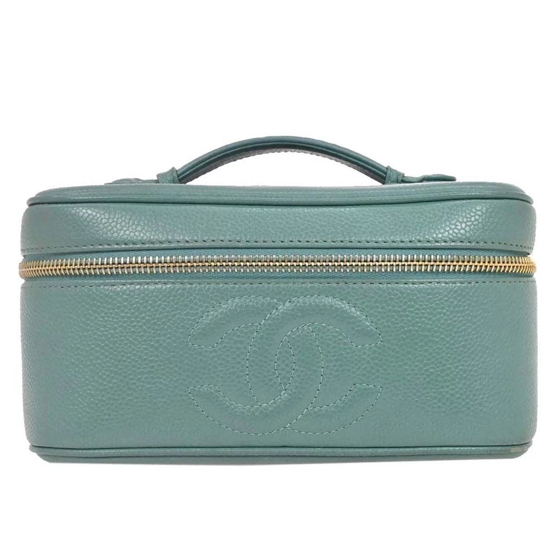 CHANEL GREEN CALFSKIN VANITY HANDBAG (1 of 2)