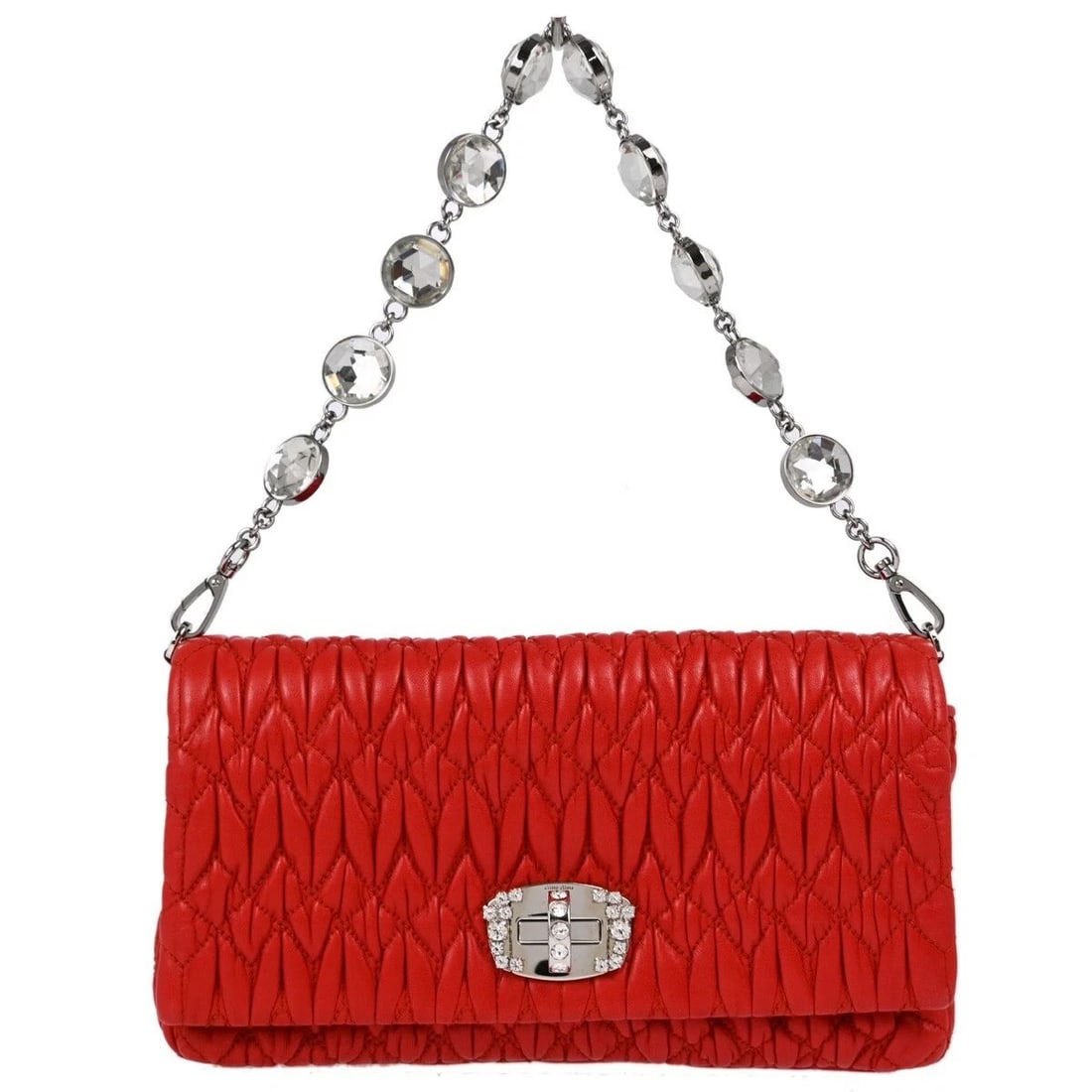 MIU MIU RED LAMBSKIN NAPPA CRYSTAL HANDBAG (1 of 2)